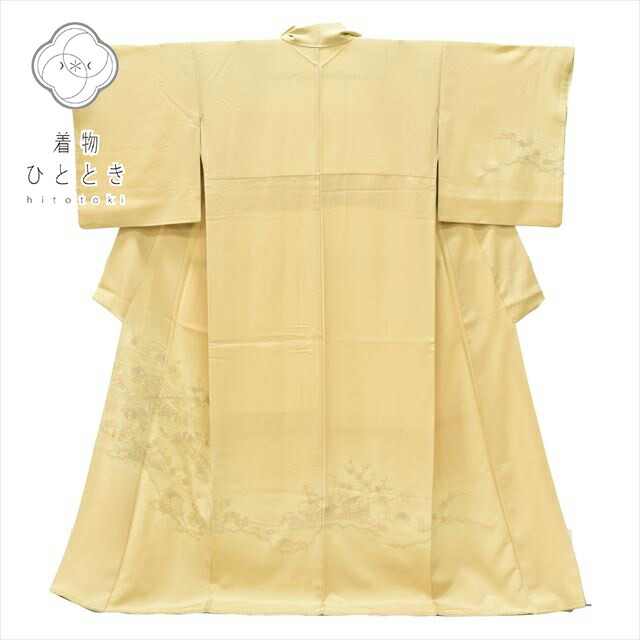 【中古】 リサイクル着物 付下げ訪問着 正絹 リサイクル着物 仕立て上がり 紋付 スワトウ刺繍 袷 入学式 卒業式 結婚式 裄67.5cm 身丈161.5cm L ちょっとふくよかL ベージュ色系 平安風景文様 特品★★★★ [ 着物 帯 リサイクル 振袖 浴衣 袴 和服 古着 ] ss0756b｜リサイクル着物 着物ひととき 中古