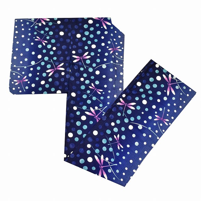 ＼P5倍+最大5500円OFFクーポン／ 【中古】 浴衣 単品 木綿 リサイクル浴衣 レディース 花火大会 夏祭り 裄71cm 身丈165.5cm L 紺色系 水玉 トンボ文様 良品★★★ ss0839b [ 着物 中古 帯 リサイクル 振袖 浴衣 袴 和服 古着 ] 10,164円