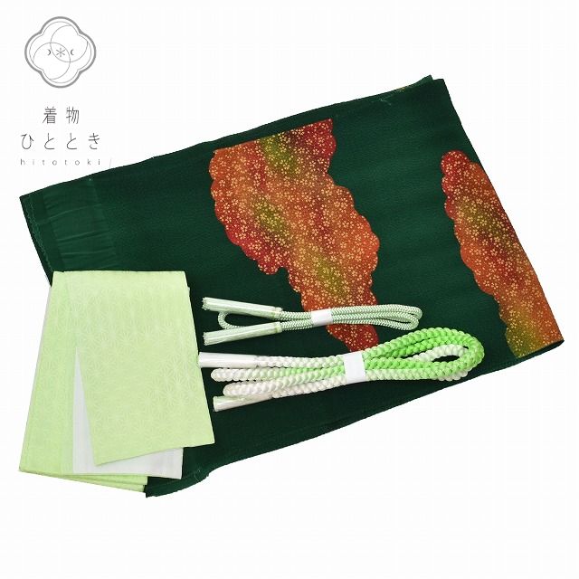 ＼最大20%OFFクーポン+P5倍／【中古】 リサイクル着物 締め 帯揚げ セット 正絹 振袖用 和装小物 重ね衿付き 飾り紐付き 緑色系 特品★★★★ 着物 中古 帯 リサイクル [ 和服 成人 卒業式 お祝い 結婚式 パーティー 謝恩会 初詣 アウトレット きもの kimono ] kkb0758b｜リサイクル着物 着物ひととき 中古