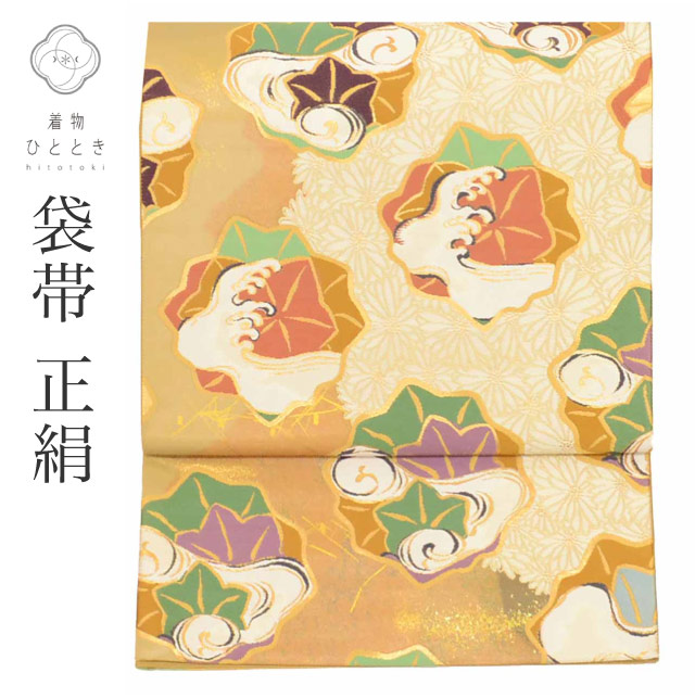 ＼P5倍+最大5500円OFFクーポン／ 【中古】 リサイクル 袋帯 帯 正絹 絹 西陣織 引箔 金彩 琳派転生 神坂雪佳 特品 六通柄 大津絵抄 着物 フォーマル 訪問着 付下げ 黒留袖 色留袖 SILK シルク kimono リユース uu1968b