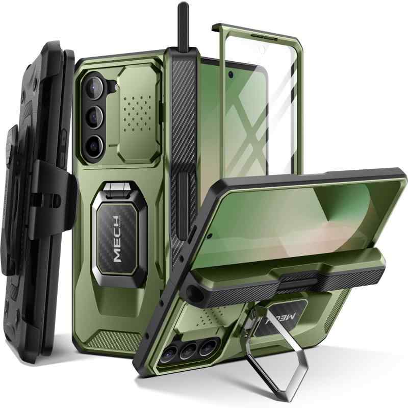 TONGATE for Z Fold 6 ケース、リングスタンド、内蔵Sペンホルダー&ガラススクリーンプロテクター サムスンギャラクシーZ Fold 6 2024用スライドカメラカバー&ベルトクリップ付き耐衝撃頑丈Z6ス|HITOTSUNAGI