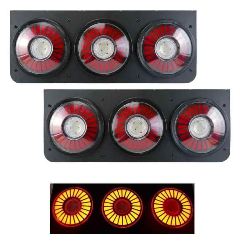 3連 丸型 オールLED クラシック テールランプ テールライト ブラックメッキ塗装 重厚感 24V ふそう 日野 UD いすゞ マツダ 等 バックランプ テール トラック デコトラ 後部 汎用タイプ 左右セッ|HITOTSUNAGI