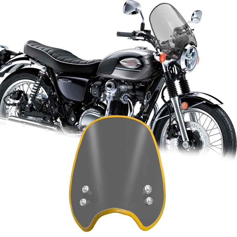 HUANGCJCJ For W800 ABS W800SE W800 カフェ Cafe 2026 バイク用 風防エアフェアリング フロントウィンドデフレクター、ハンドルバーウィンドシールド 高さ調整式計器サンバイザー w800 abs cafe 2022｜HITOTSUNAGI