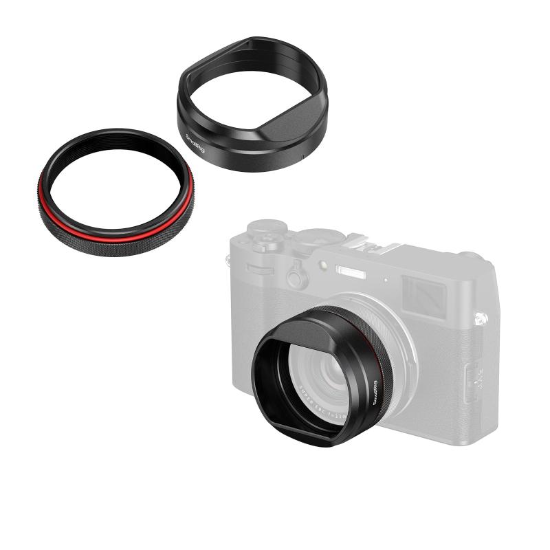 SmallRig X100VI用レンズフード サンシェード、FUJIFILM X100VI / X100V対応遮光フード、レンズフード サンシェード、アルミニウム合金製、傷防止保護カバー、フィルター対応、反射防止、ブラック -｜HITOTSUNAGI
