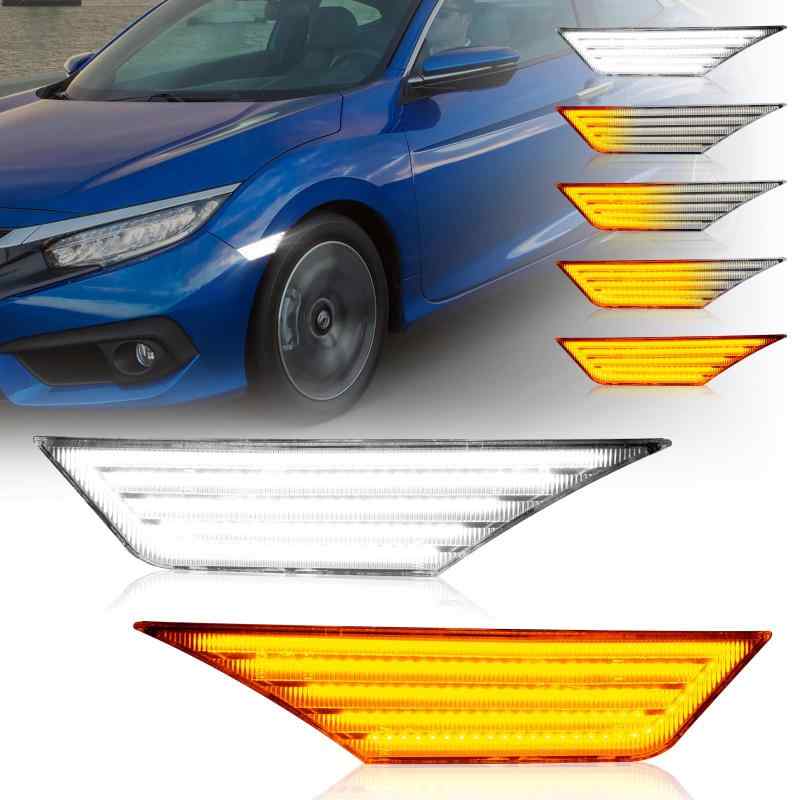 POPMOTORZ LED 片方目じるし ホンダ シビック FK7/FK8/FC1系 クーペ サルーン 手合いR ハッチうしろ側 運動競技 ツーリング Si LX/LX-P/EX/EX-L/EX-T用 フロントフェンダーバンパー ウィンカーライト 流れる
