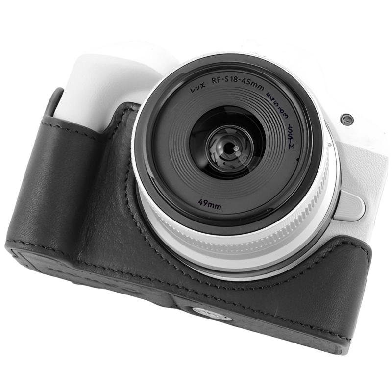 取り替えっこ EOS R50 相応う とっ始めなめし革製ハーフボックスベース（蓄電池取りはらい能力のある・手持ち部分付き添い人）－レトロスタイルシェル＆三脚架相応う
