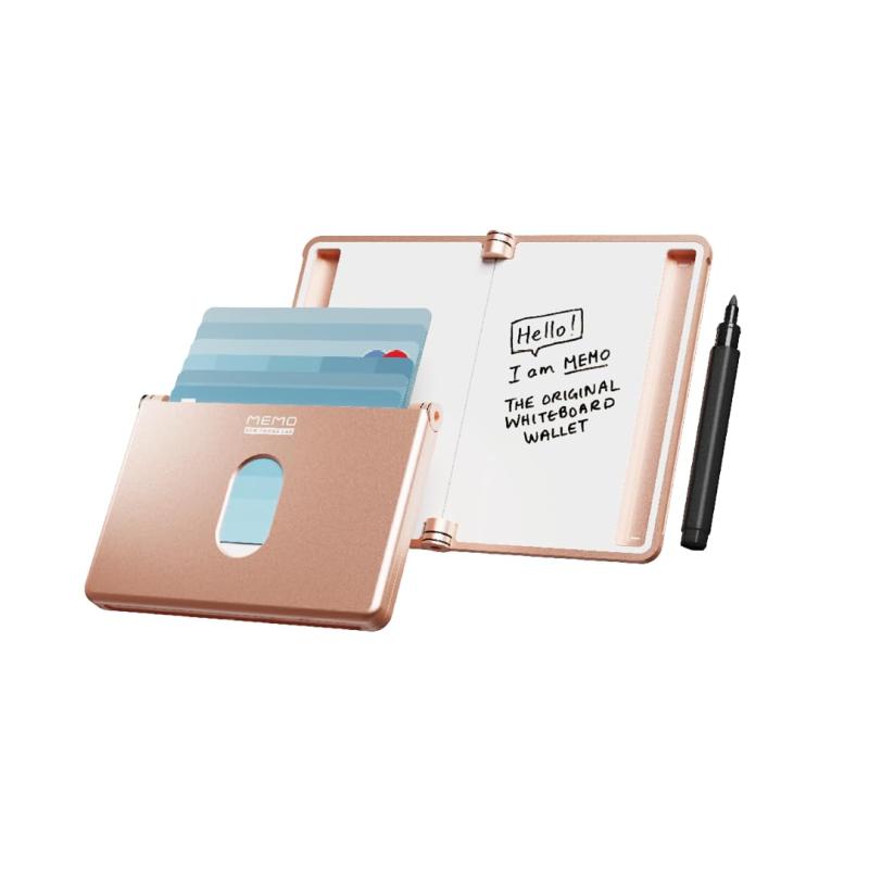 New Things Lab MEMO ホワイトボードウォレット - 革新的なミニポケットノート&アルミニウムRFIDブロック財布 男女兼用 - ホワイトボードメモ帳 6つのカードスロット、ペン&マグネット留め