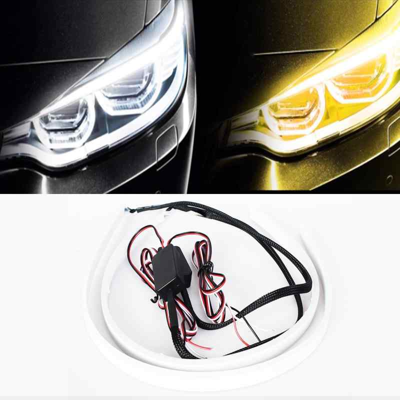 シーケンシャルウインカー 流れるウインカー LED テープ 60CM 車用LEDテープ ホワイト &アンバー 12V車用 防水設計 カット可能 替え可能 取付簡単 シーケンシャルテープ 2本セット