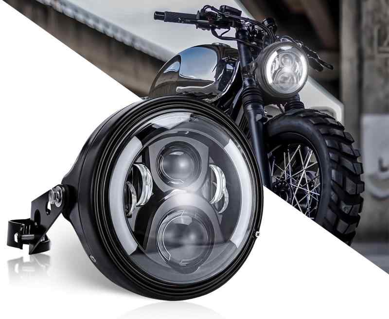 Samman 7インチ led ヘッドライト シェル付き DRL機能付き Hi/Lo切り替え ディライト/白とウインカー/アンバー色機能付き 白色リング付き ホワイト/イエロー…