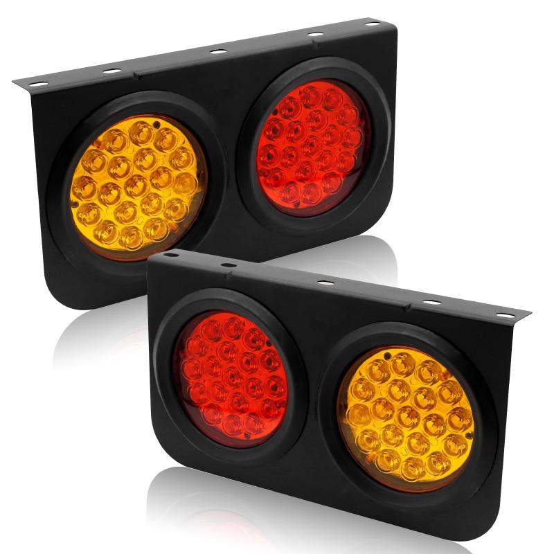 Biqing 2PCS トレーラー テールランプ 防水 19LED 汎用 24V トラック ライト 黄色 赤