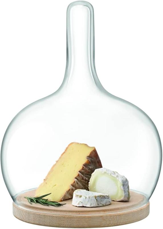 LSA ガラス ケーキスタンド ガラスドーム 高さ25.5cm Cloche Dome & Oak Base LLH01 おしゃれな食器