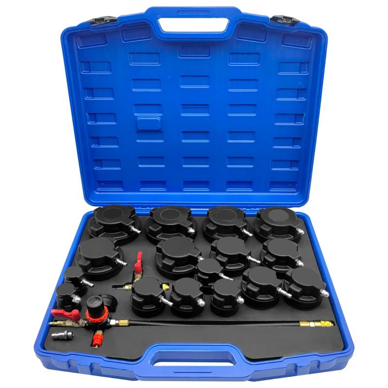 ZKTOOL 19個ターボシステムリークテスター、ターボエアシステムテストキット8組のスモークアダプター付き添い人、空気圧ブーストリークテストキット剪断応力計テスター付き添い人ユニバーサルターボブー