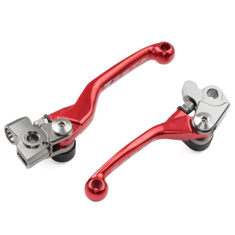 ジータレーシング(ZETA RACING) BETA RR2T '13-26,RR4T/RS4T '12-26, X-TRAINER '15-25 ピボットレバーセットFP 3フィンガー レッド 前方可倒式 レバー位置無段階調整 鍛造 高強度アルミ合金