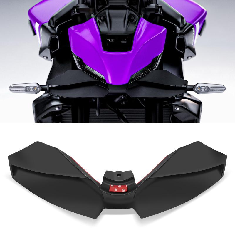 XIANYTW モーターサイクル フロント スポイラー ウィングレット 空力ウィング キット スポイラー オートバイ ダウンフォース 裸フロントスポイラー フェアリング ディフレクター ABS ブラック