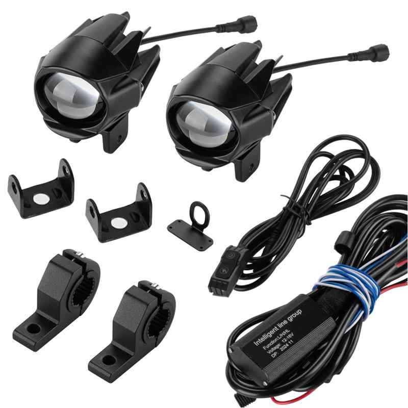 Yoothi 互換品 オートバイ フォグランプ 60 w 18000LM 7 モード ストロボ LED 運転スポット ライトLED補助光アンバー ホワイト デュアル カラー オフロード Aux 光プラグ アンド プレイ配線ハーネス