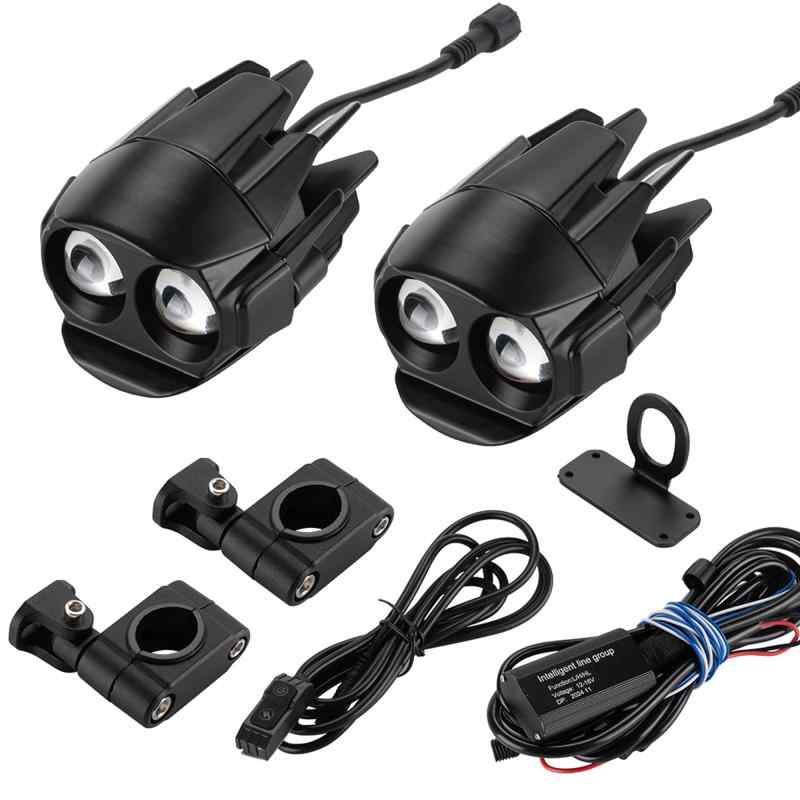 Yoothi 互換品 オートバイ LED のフォグランプ 60W 18000LM は配線用ハーネスのキット、オートバイの土のバイク ATV UTV のための普遍的な 3 モードのこはく色の白色光が付いている補助ドライビン|HITOTSUNAGI