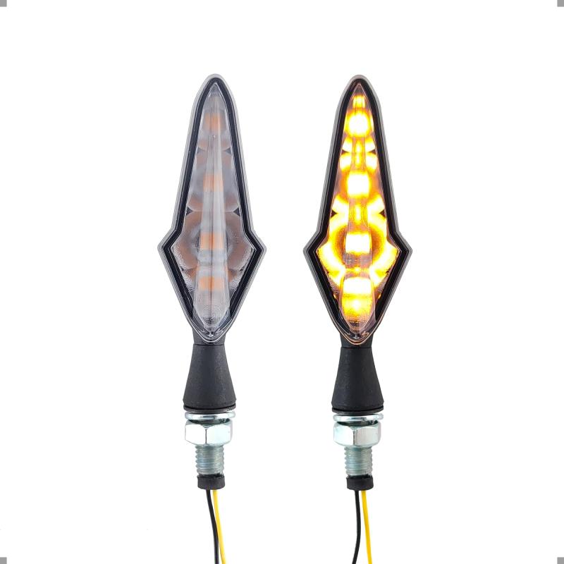BAR AUTOTECH | バイクウィンカー 流れるウインカー シーケンシャル LED 方向指示器 高輝度 車検 汎用 ユニバーサル 防水 2個セット (ナイトブレード)