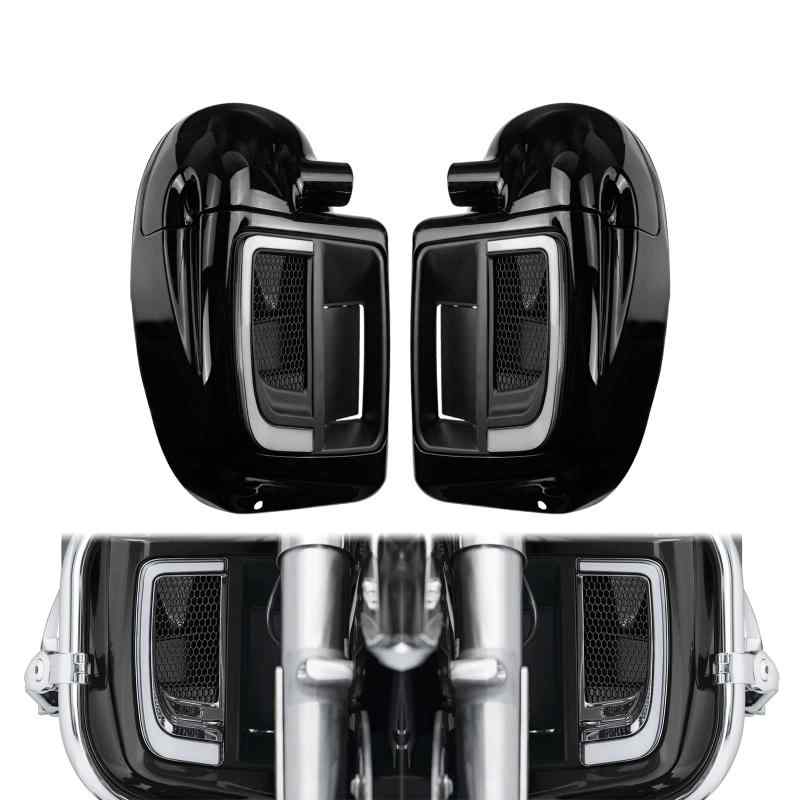HCmotorku バイク ロワー ベント レッグ フェアリング LED キャップ グローブ ボックス ウインカー付き ターンシグナルライト 下部 グリル セット オートバイ ハーレー用 ロワー ベント レッグ