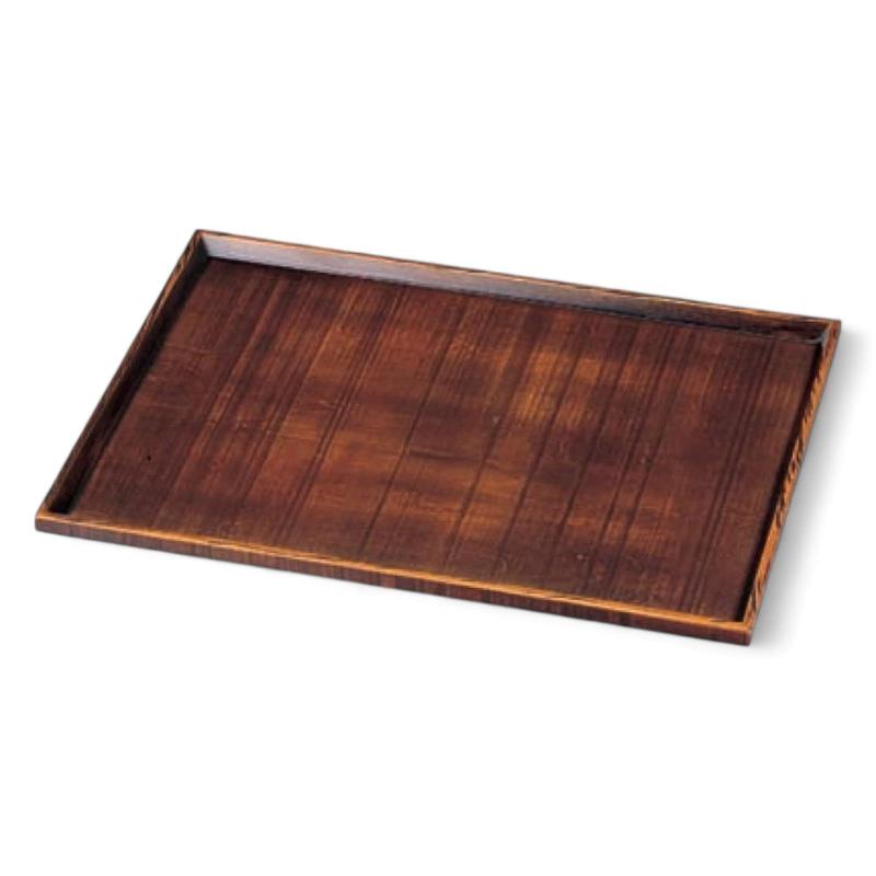J-kitchens お盆 木製尺４荒彫長手 トレー （ 盆 トレイ おぼん ） 栃塗 42cm 漆器 （ 木製品 ） 日本製