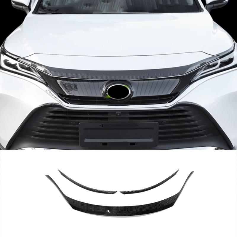 ZUNEIGUNGトヨタ 新型 ハリアー 80系 に対応ボンネット上 フロントグリル上 ガーニッシュToyota Harrier に適合 設計外装 パーツ アクセサリーABS 樹脂製3枚【カーボン調】