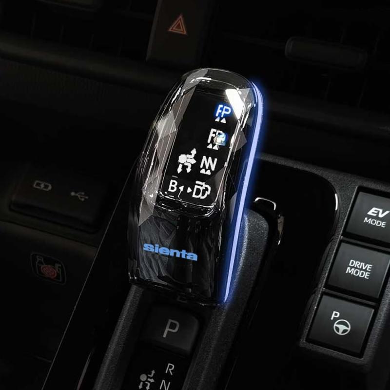 SAWAKAKI トヨタ シエンタ 10系 専用設計 シフトノブ シフトレバー クリスタル LED発光 7色変換 ロゴ付き 内装 ドレスアップ 交換パーツ