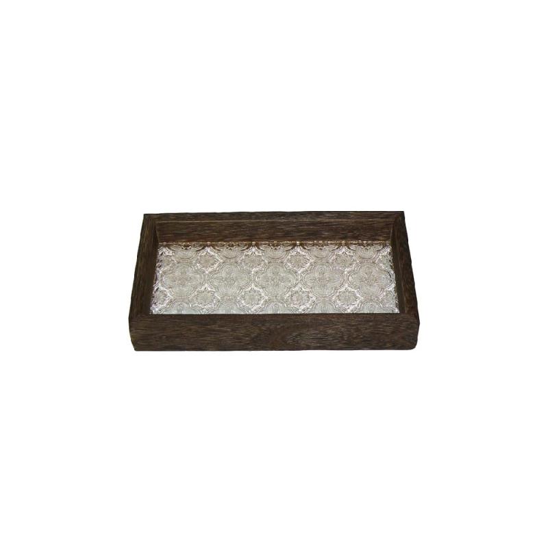 Begonia Glass Tray ベゴニア レトロ型板ガラスウッドトレイ