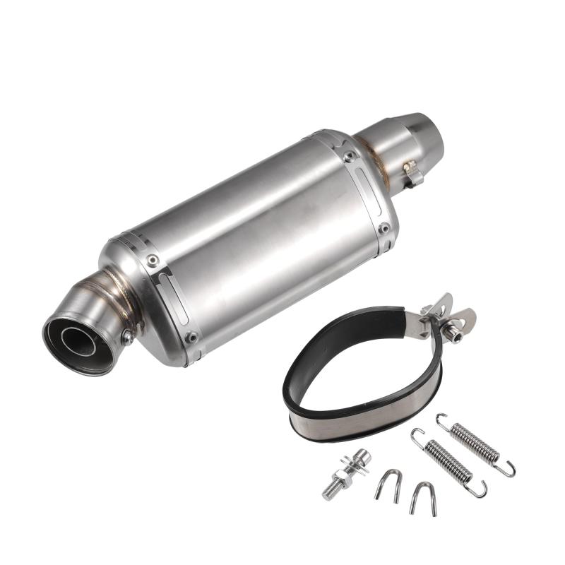 VekAuto オートバイマフラーエキゾーストキット 310mm 長さ 38mm 内径 79mm 外径 スリップオンタイプ カーバイクトラ ック用 耐久性のあるステンレス製 シルバートーン