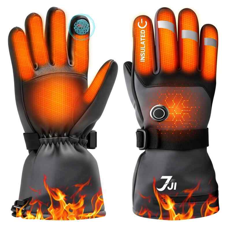 7JI 電熱グローブ バイクグローブ 3段階温度調節（55℃/45℃/35℃） タッチパネル操作対応 防寒防水設計 滑り止め設計 Type-C充電対応 6000mAh大容量バッテリー 手首調整ベルト付き バイク/アウト