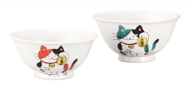 ナカマル『九谷焼』組飯碗･ねこ K9-560