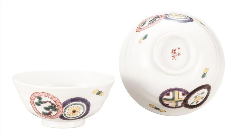 ナカマル『九谷焼』組飯碗･丸文 K9-562