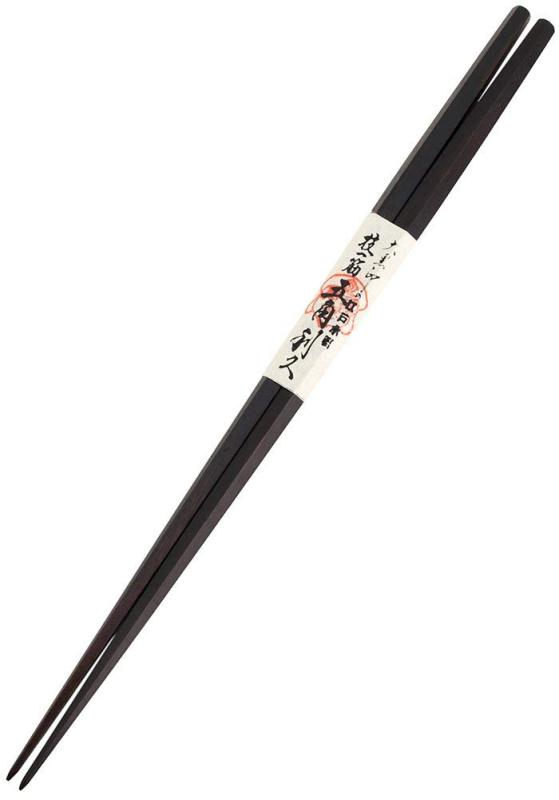 大黒屋 江戸木箸 国産 極上 五角利久 縞黒檀 漆仕上げ (25cm)