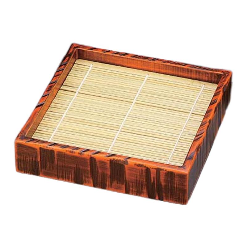 J-kitchens 目の前 器 ざる目の前 荒彫角 セイロ 栃塗 中 木製 19×19×4.7糎 日本製