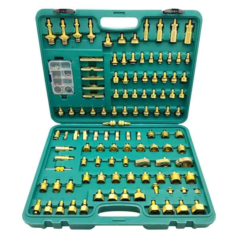 ZKTOOL 114Pcs四輪車エアコンリークテストキット、ACコンプレッサーさがし当てる取りつくろう手道具一揃いの道具 金管楽器のエアコンリークテストキット 空調設備取り合わせの西洋葱を一種独特して取りつくろうする利益の 四輪車虎