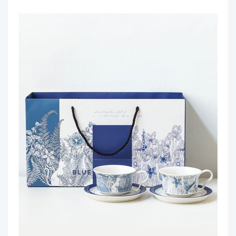 コーヒーカップセット カップ&ソーサー 化粧箱付き 高級 白猫 青い鳥|HITOTSUNAGI