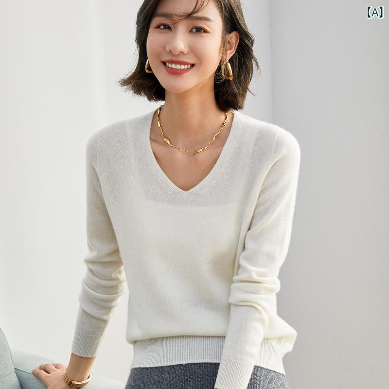100全 カシミヤ ニットの 一線 成 衣 さん v ネックは ゆったり して いて、 快適です。｜HITOTSUNAGI