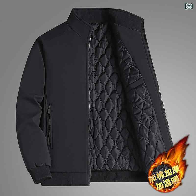 中高年の カシミヤの 厚い お父さんの 服の ジャケットの 男性の 40 - 50 - 60 - 70 おじいさんの 男性の 冬の 服の 新型の 綿の コートを プラス します。