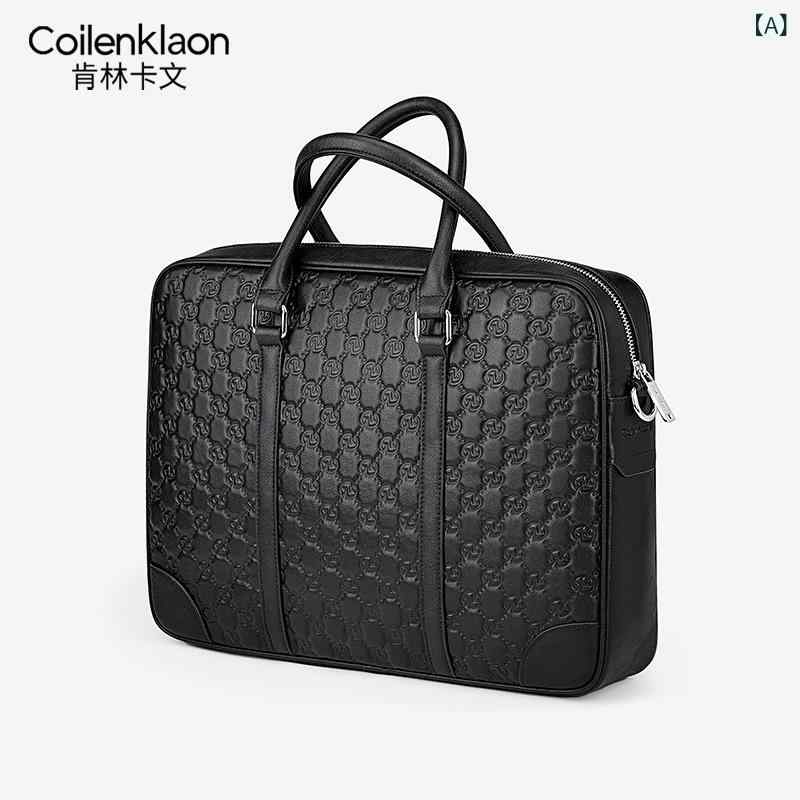 Coilenklaon本 革 手提げ ブリーフ 入れもの 透かし彫り 商行為 牛皮 横型大 静電容量 成人男性 嚢 ブランド名 代 発