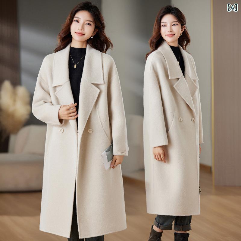 女性の 毛の コート ファッションの 新しい 襟の ゆったり した 版の カジュアルな 若い モデルの 両面の ウールの コート MN 2431