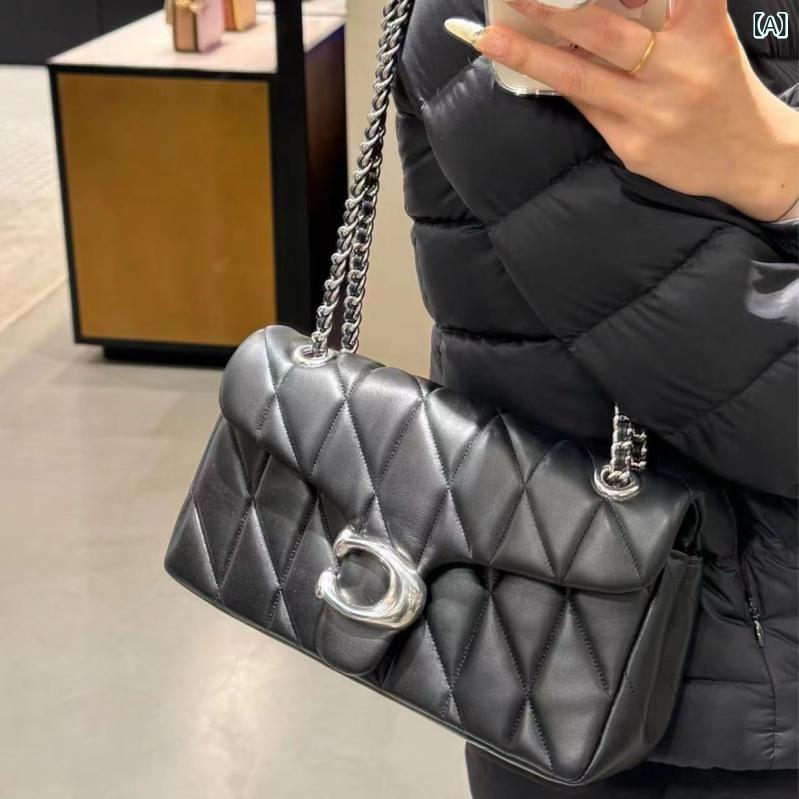 寇家 2024 新型 quilted tabby 菱 格 羊 皮 チェーン店 酒 神 包 脇の下 片 肩 曲がった 御徒面子 女