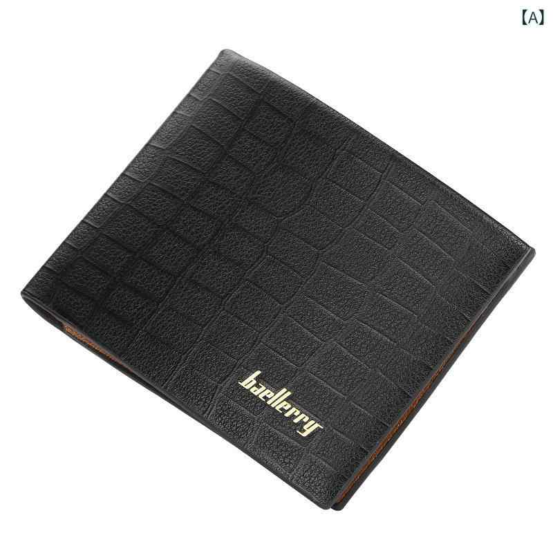 Baeller ry メンズ ショート 財布 韓国 版 マルチカードホルダー 三 つ折 財布 ファッション ワニ 柄 ソフト スキン 小銭 入れ｜HITOTSUNAGI