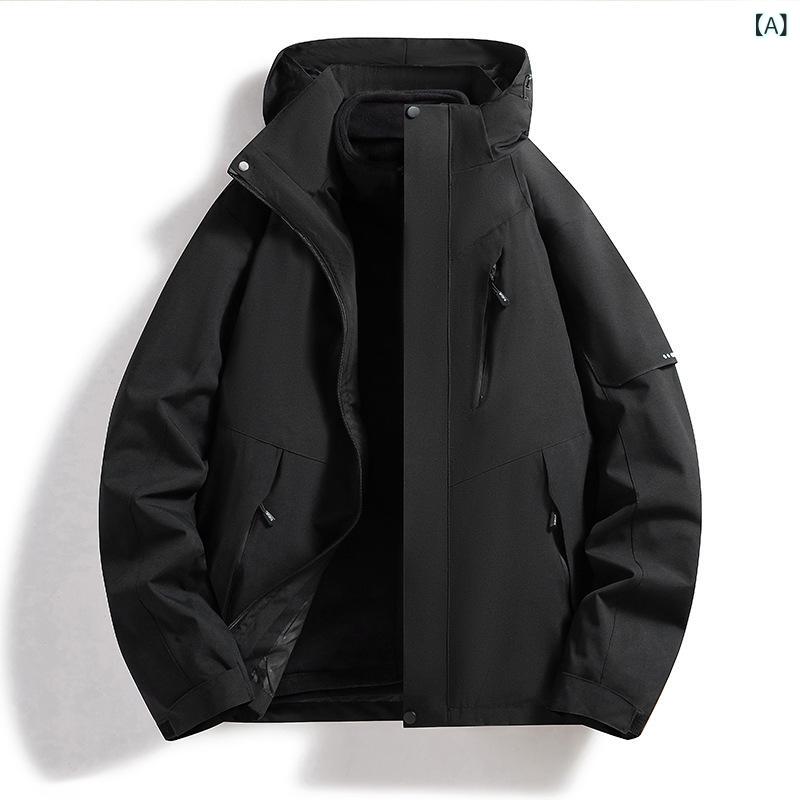 カップルアウトドアジャケット 防風 キャンプコートアウトドア 徒歩 三 合 一 登山 服｜HITOTSUNAGI