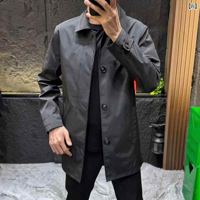 軽くて 豪華な ファッションの 男性の 春の 中で 長い タイプの 風 衣は シンプルで 純 色で、 カジュアルで ゆったり して いて、 快適な高 街の コートです。