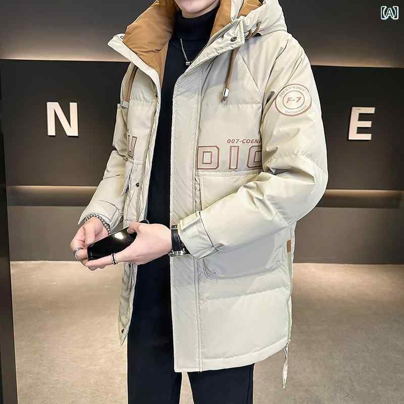店主 風 爆金 主 推し 帽子 冬 コート プリント 男 服 ミディアムダウンジャケット 2020 - x 6819|HITOTSUNAGI
