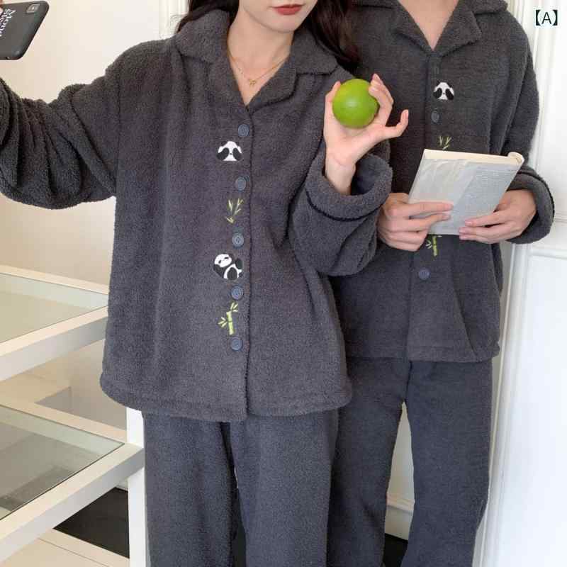秋冬の 新型 カップルの 家の 服の 半分の 綿毛の 保温は 厚い カーディガンの サンゴの 綿毛の 男性の 女性の パジャマの スーツを 厚く します。