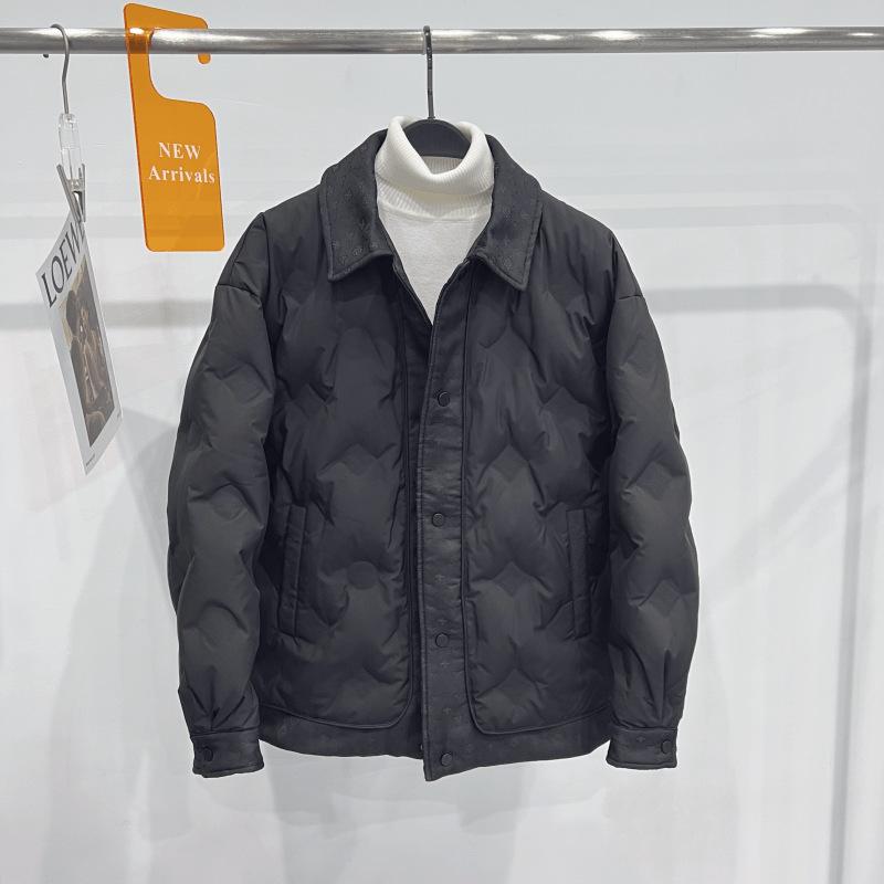 2024 冬 90 白 鴨 絨毛 男 服 潮 牌 エンボスダウンジャケット 襟 ダウン ジャケット 保温 コート 2751