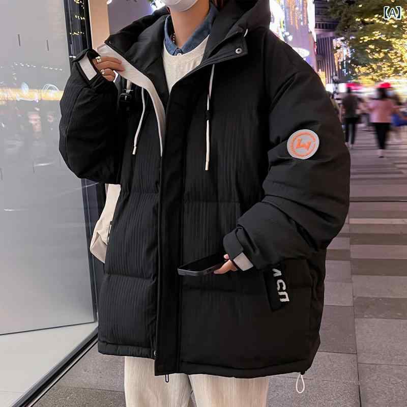 NASAは 白い アヒルの ダウン ジャケットを 厚く した 男性は 冬に 新しい ベルベットの 冬 服を 着て 保温 して 薄い 工 装の アヒルの ベルベットの コートを 着た|HITOTSUNAGI