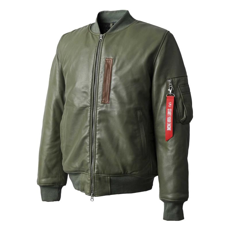 RIDEZ MOTO MA-1 冬 バイク 本革 レザー ジャケット フライトジャケット ma1 バイク用 ジャケット ライダースジャケット メンズ 防寒 中綿 RLJ900