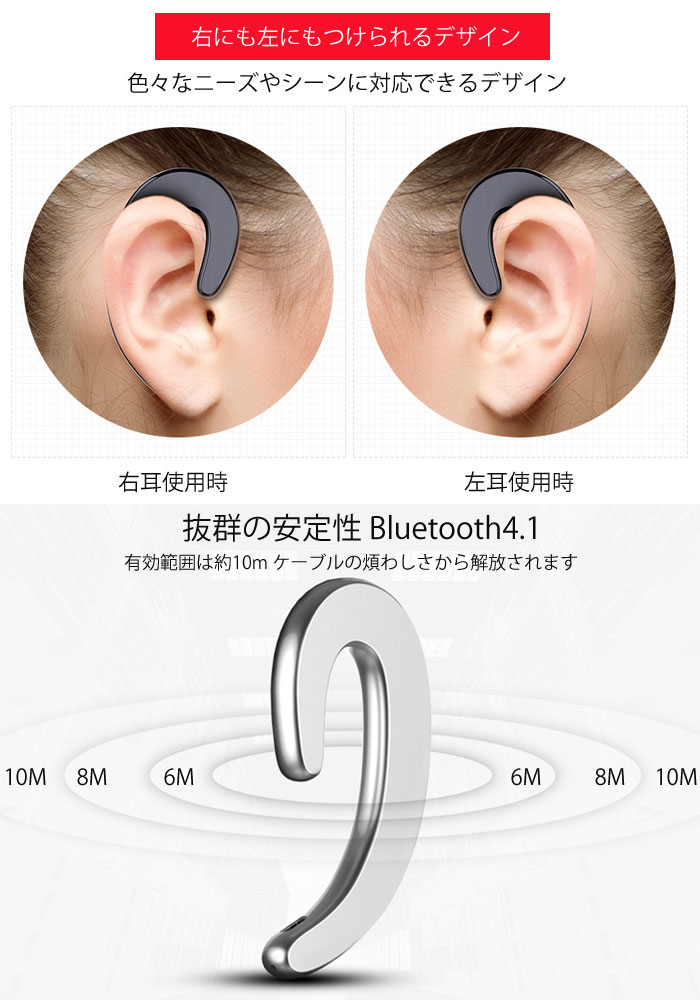 楽天市場 ワイヤレスイヤホン Bluetooth 両耳 ワイヤレスイヤホン ブルートゥース イヤホン 骨伝導 両耳 片耳対応 Iphone Android アンドロイド スマホ 高音質 音楽 スポーツ ランニング 耳かけ型 Hitpark