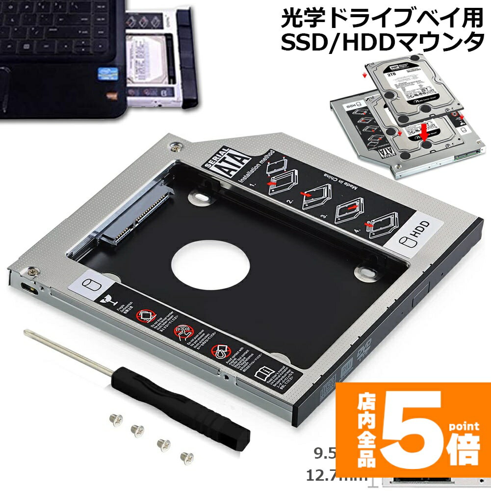 楽天市場】光学式スリムドライブに2.5インチSSD/HDD換装するマウンタ