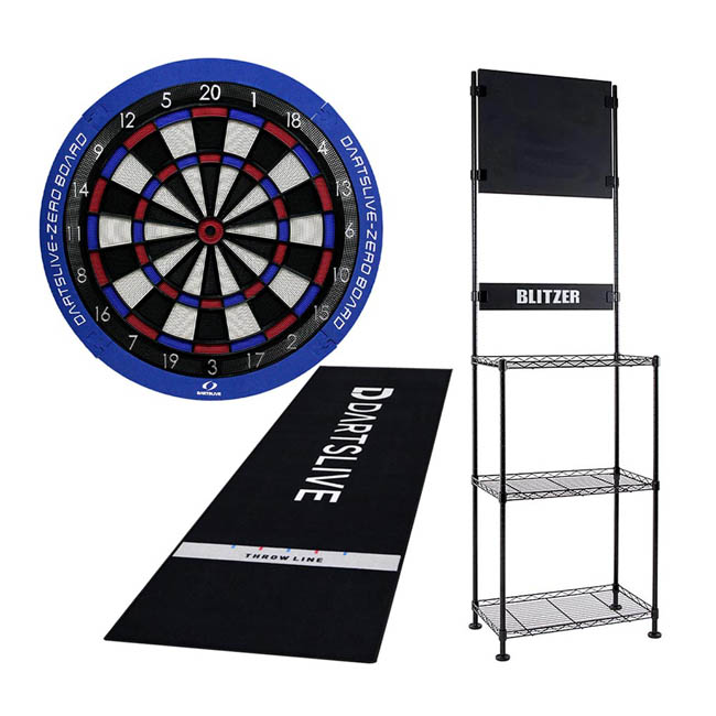 【セット商品】DARTSLIVE-ZERO BOARD & BLITZER ダーツスタンド BSD21-BK & DARTSLIVE Home スローマット　(ダーツ ボード スタンド)